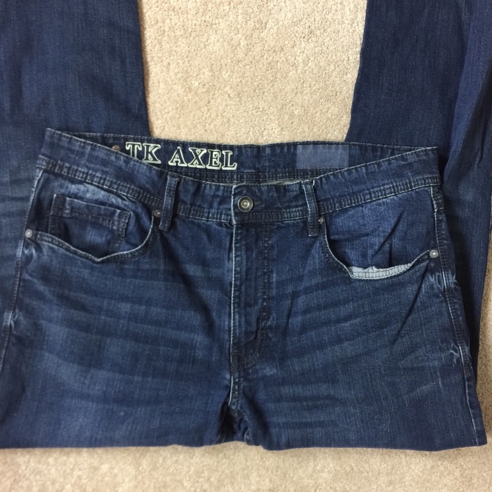 TK Axel Mens Jeans 36x32 Dark Wash Straight Leg
